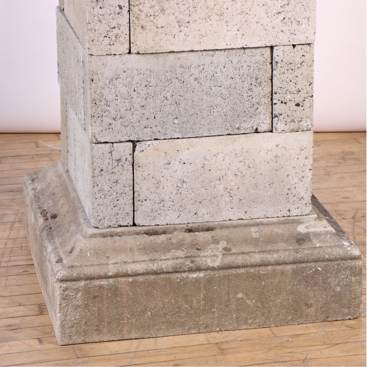 1920s Cast Limestone Garden Urn with Ram Heads on Cast Stone Base Column - View 5