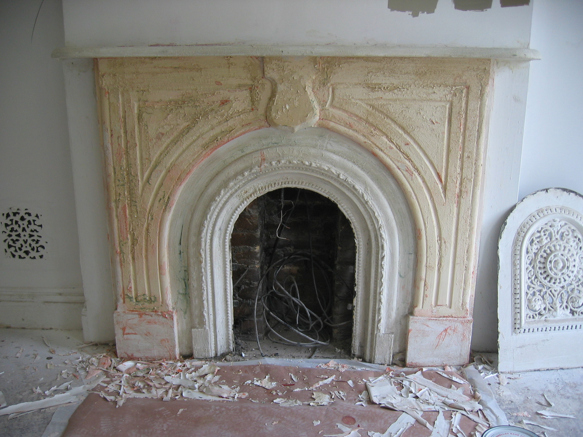 Arched Plaster Fireplace Mantel